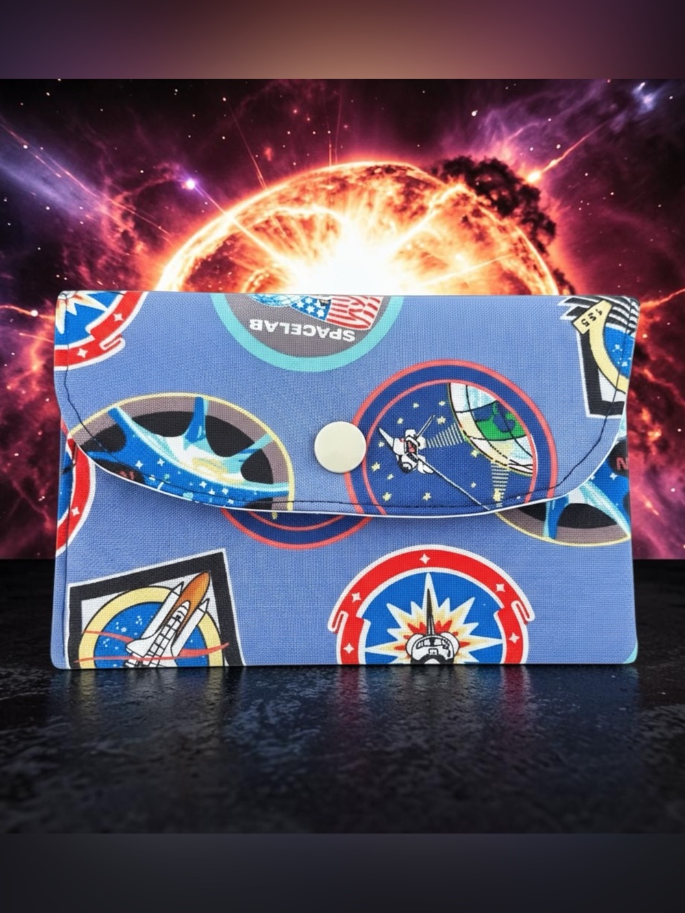 Space-Themed Blue Wallet Gift Card Holder New Handmade by Darling Darce